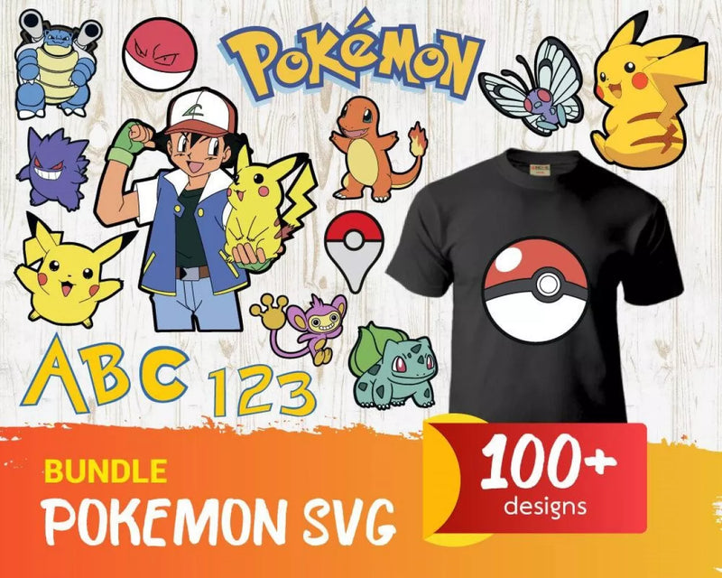 Pokemon Svg Files for Cricut and Silhouette - Pokemon Alphabet & Numbers Clipart Images