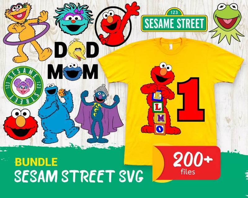 Sesame Street SVG Files for Cricut, Cookie Monster Clipart & Elmo SVG