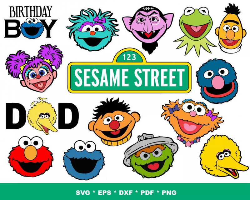 Sesame Street SVG Files for Cricut, Cookie Monster Clipart & Elmo SVG